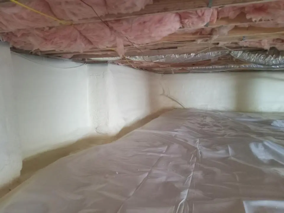 Crawl space encapsulation with closed-cell spray foam for Flat Roof Repair in Pineville